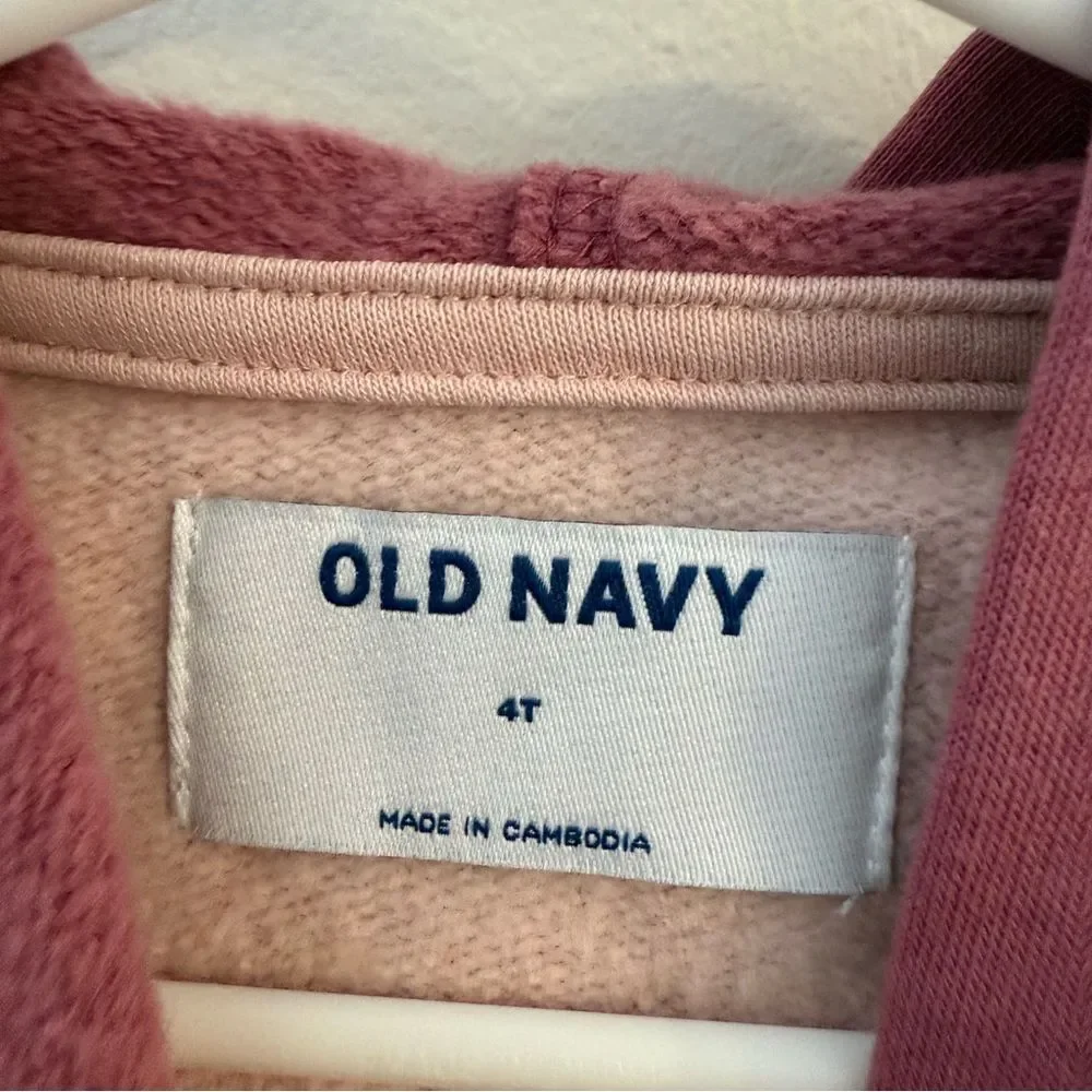 Old Navy Color-Blocked French Terry Hoodie Dress for Toddler Girls 4T Pink